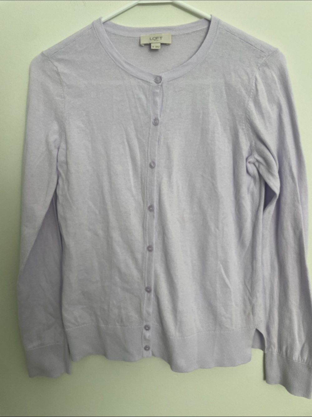 LOFT Lavender Lightweight Button-Front Cardigan